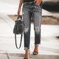 Mid Waist Ripped Denim Jeans