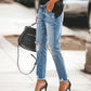 Mid Waist Ripped Denim Jeans