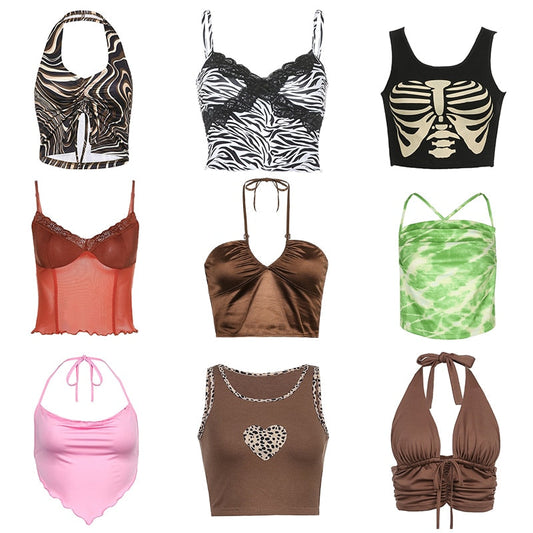 Vintage Y2k Halter Crop Top for Women