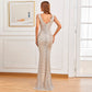 Women Beading Dress Long Prom Dress Deep V