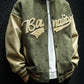 Spring and autumn base ball retro green bomber jacket embroidery trend couple