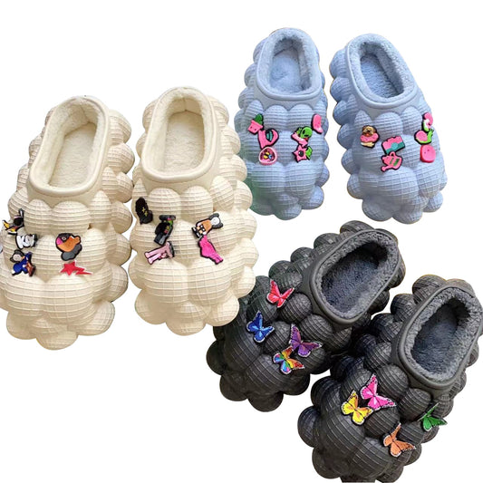 Furry Bubble Slides for Men /Women With Charms