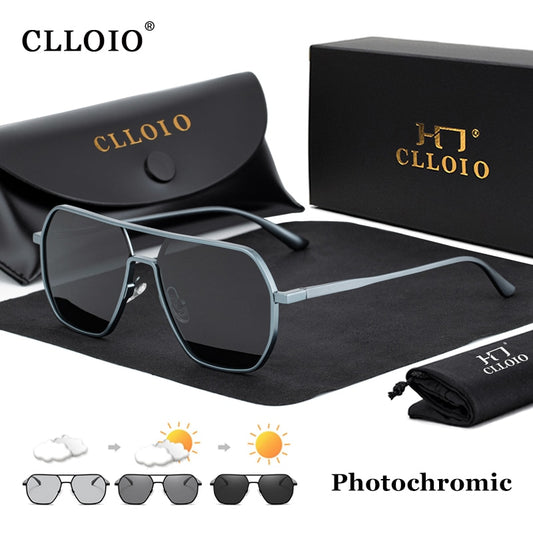 New Fashion Aluminum Photochromic Sunglasses Men Women Polarized Sun Glasses Chameleon