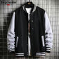 Fashion Fleece Casual Baseball Uniform Cotton Spliced Regular Rib Sleeve Brand Clothing Bomber Jacket Men