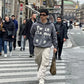 Y2k puffed printed font oversized hoodie
