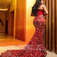 Side Slit One Shoulder Mesh Long Sleeve Mermaid Evening Dress/Prom Dress