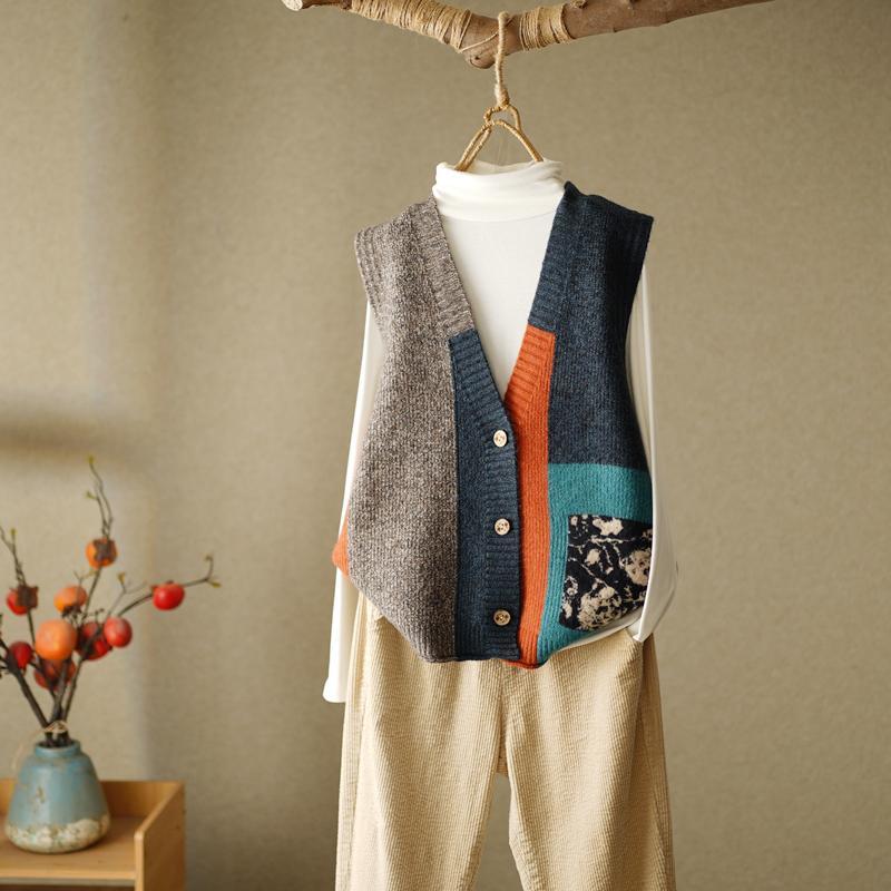 Sweaters Knitted V Neck Loose Vest