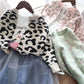 Leopard Print Sweater Jacket for Girls