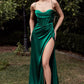 Spaghetti Strap Satin Slit Long Dress/ Bridesmaid Dress
