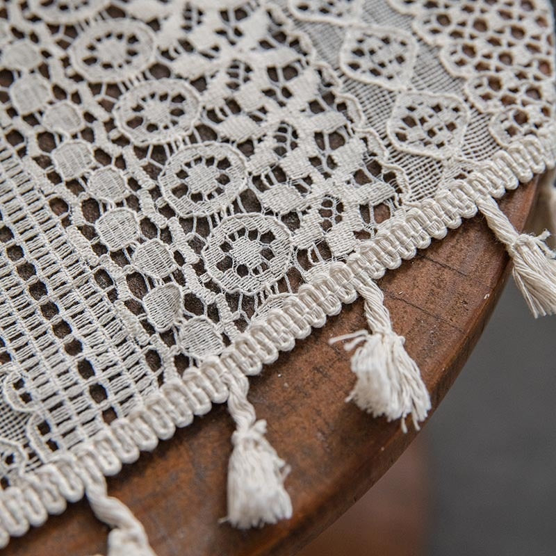 Boho Chic Crochet Geometry Knitted Window Curtain