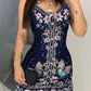 Buttoned Floral Butterfly Print Spring Dress