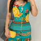 Buttoned Floral Butterfly Print Spring Dress