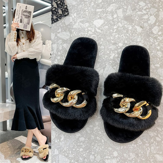 Outdoor Plush Slippers for Women