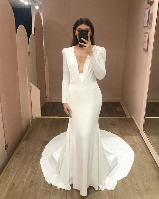 Deep V Neck Mermaid Wedding Dress