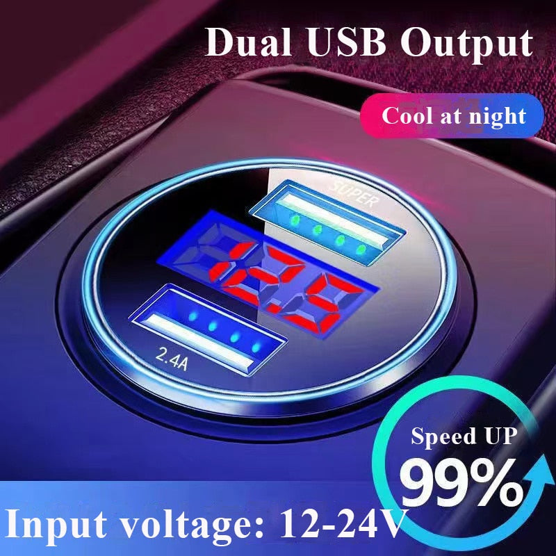 Dual Port USB Car Charger 120W Super Fast Charging Adapter
