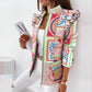 Elegant Long Sleeve Ruffle Plaid Print Zipper Top Jacket Coat