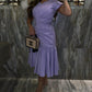 Cap Sleeve Satin Tea Length Party dress/ Bridesmaid Dress