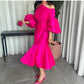 Mermaid Fuchsia Tea Length Dress/ Bridesmaid Dress