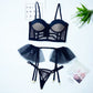 Fancy Underwear Ruffle Garter Belt Set 3 Piece