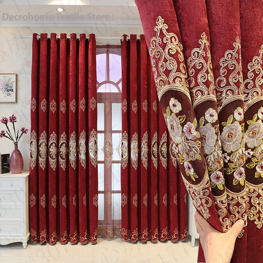 Hollow Embroidered Chenille High Shading Curtain