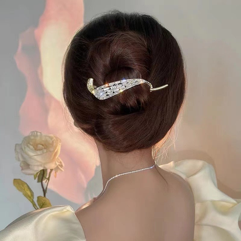 Metal Pearl Gold Hair Clip Diamond