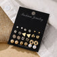 Pearl Crystal Stud Earrings Set For Women