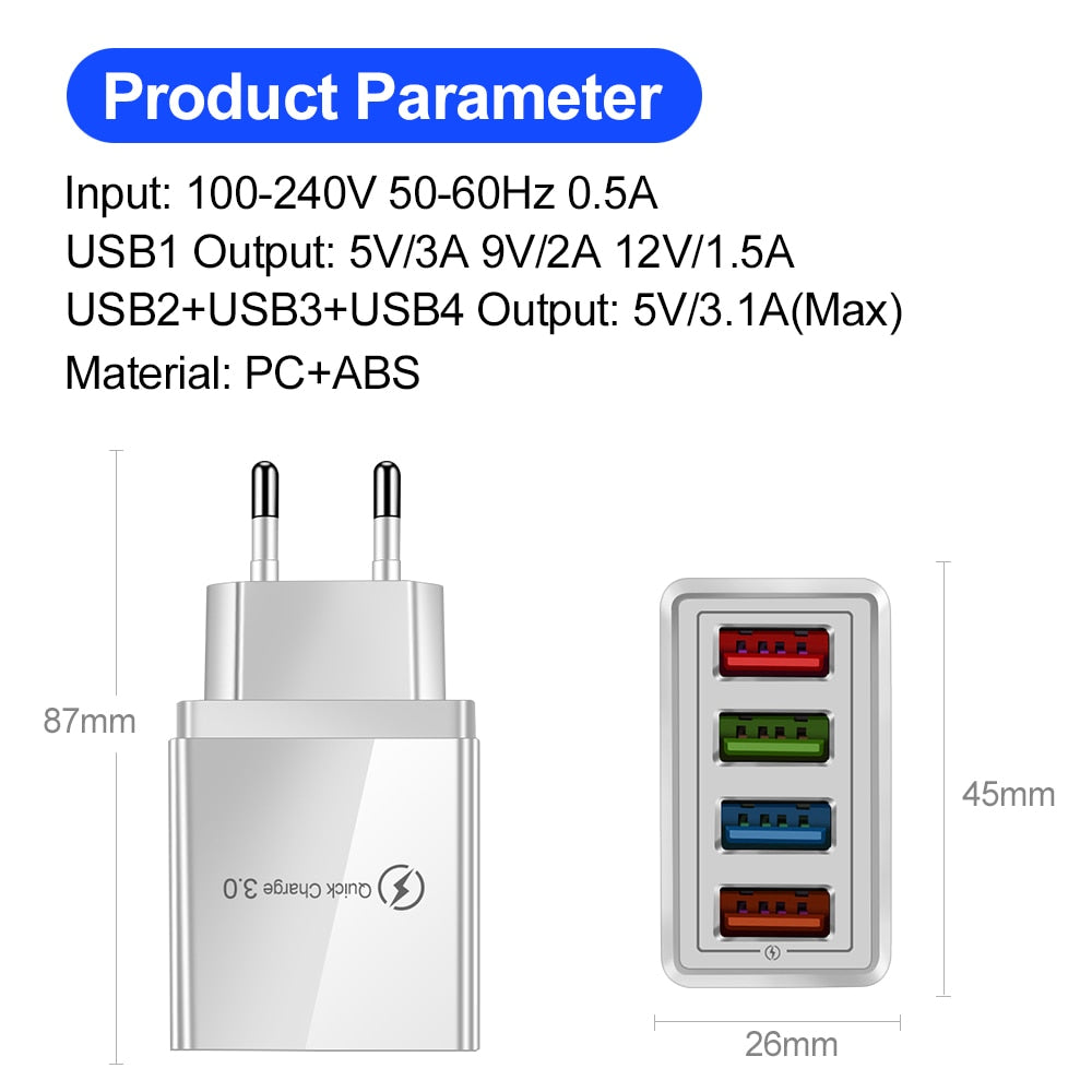 Phone Adapter Wall Mobile Charger Fast Charging