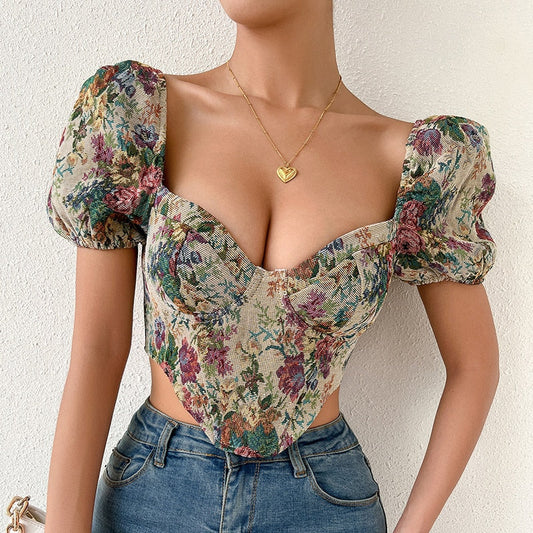 Puff Corset Vintage Top for Women