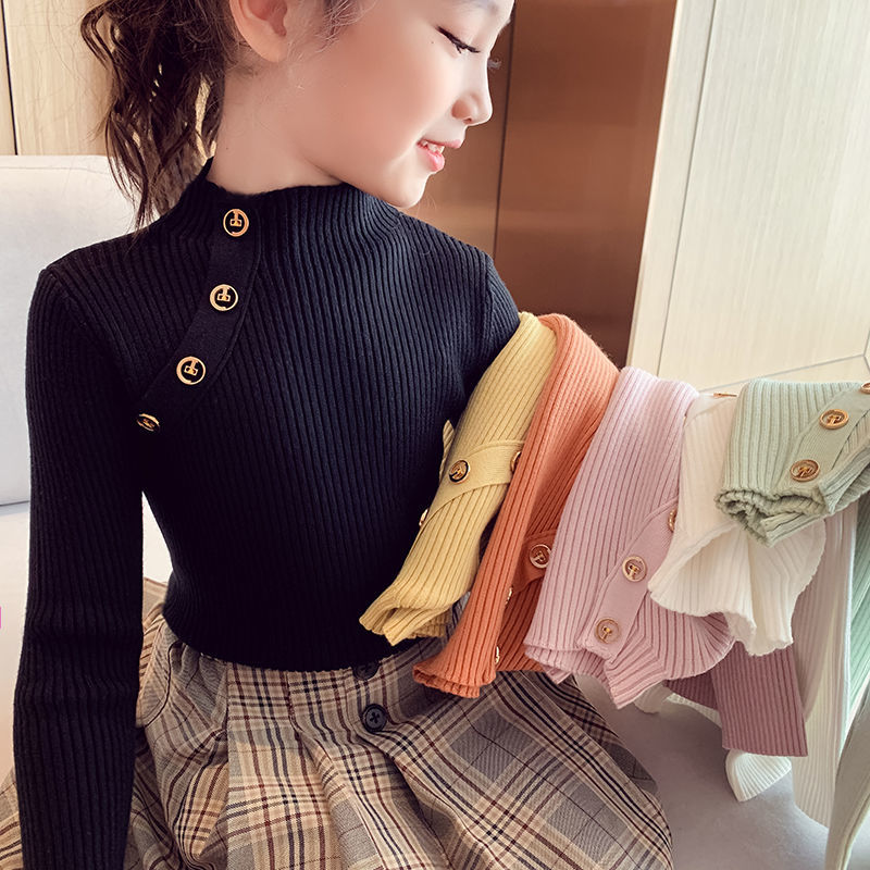 Turtleneck Knitted Sweater Top for Girls