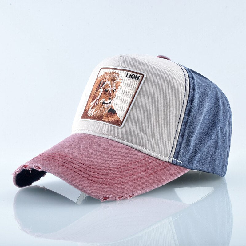Unisex Animal Lion Embroidered Baseball Cap  Outdoor Sports/Travel Cotton Adjustable Sunhat All-match Couple Hats Hip-Hop Gorras