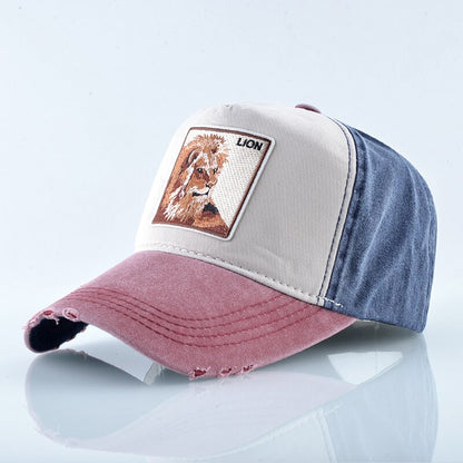 Unisex Animal Lion Embroidered Baseball Cap  Outdoor Sports/Travel Cotton Adjustable Sunhat All-match Couple Hats Hip-Hop Gorras