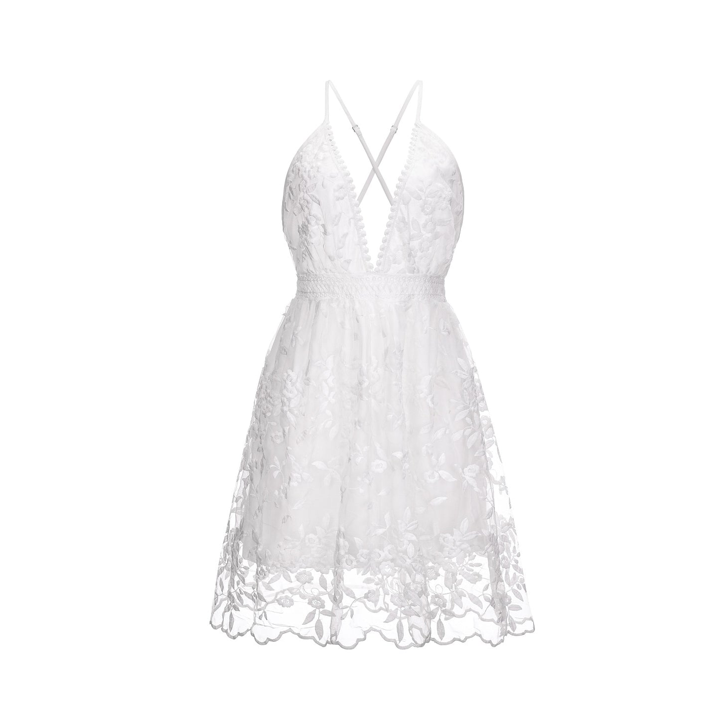 High Waist Backless V-neck Dress for Women