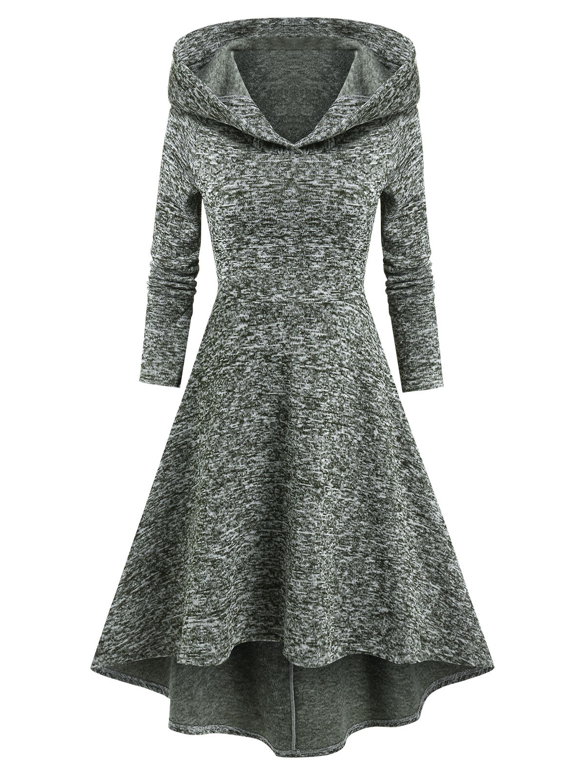 Hooded Heathered Knit Dress