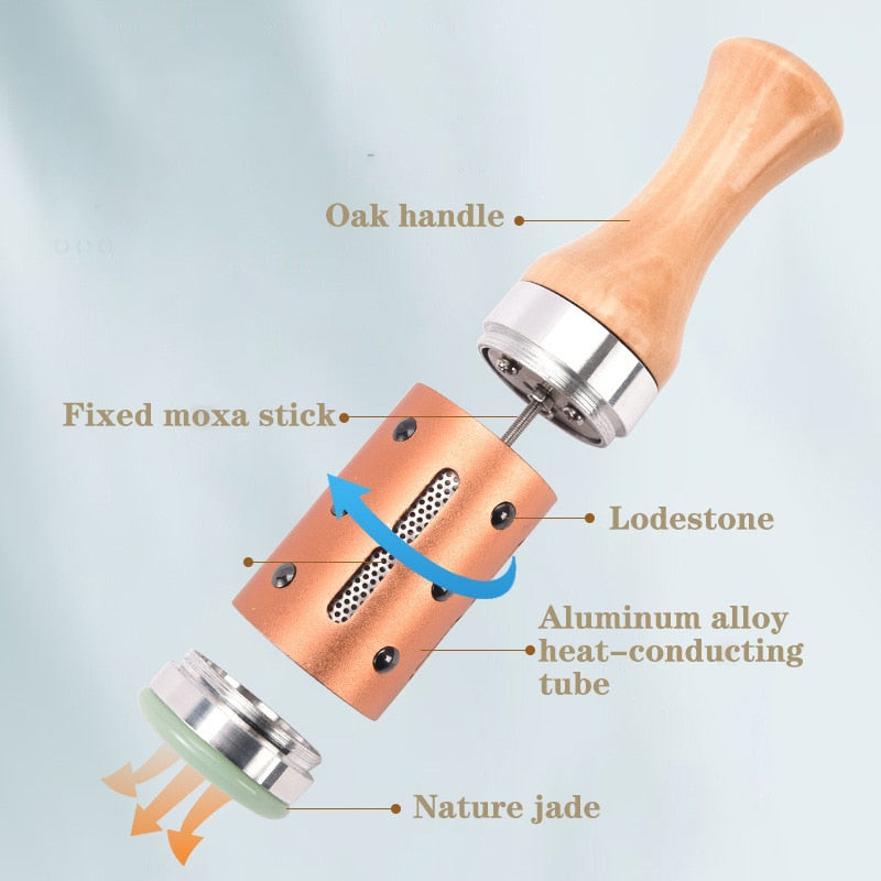 Jade Facial Beauty Massage Device Warm Moxibustion Rods Rotatable Lodestone Massager