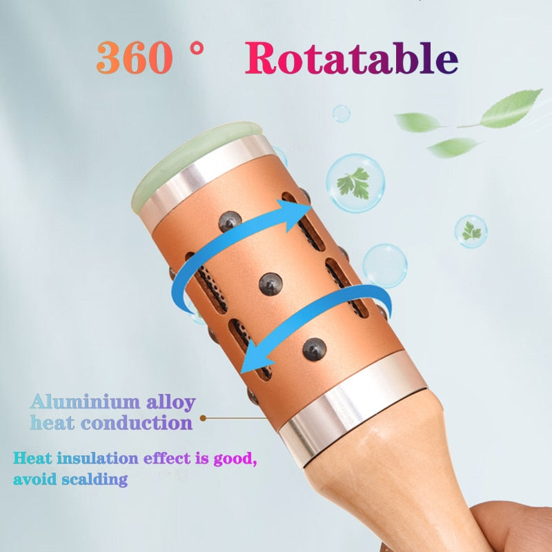 Jade Facial Beauty Massage Device Warm Moxibustion Rods Rotatable Lodestone Massager