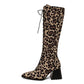 New Lace up Front Chunky Heel Zipper Knee high Boots