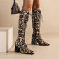 New Lace up Front Chunky Heel Zipper Knee high Boots