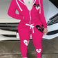 Zipper Design Hooded Top and Pants Tracksuit Set