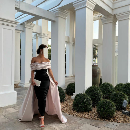 Off Shoulder Floor Length Satin Dress for Women