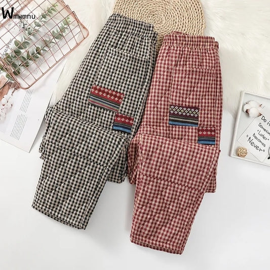 Loose Elastic High Waist Warm Cotton Thicken Pants