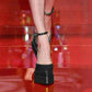 Silk Pump Heels Rhinestone Sandals