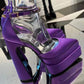 Silk Pump Heels Rhinestone Sandals