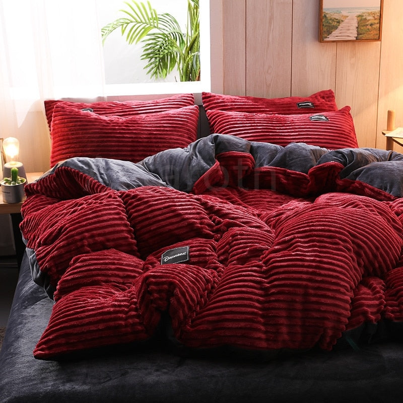 Magic Winter Warm Velvet Quilt Duvet Cover Bedding Set