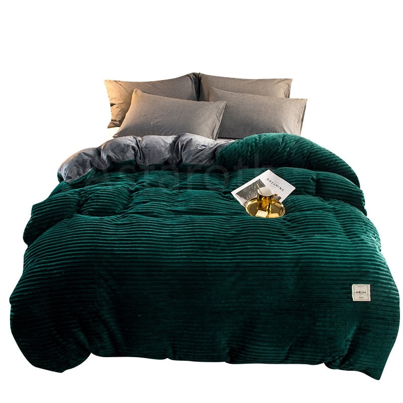 Magic Winter Warm Velvet Quilt Duvet Cover Bedding Set