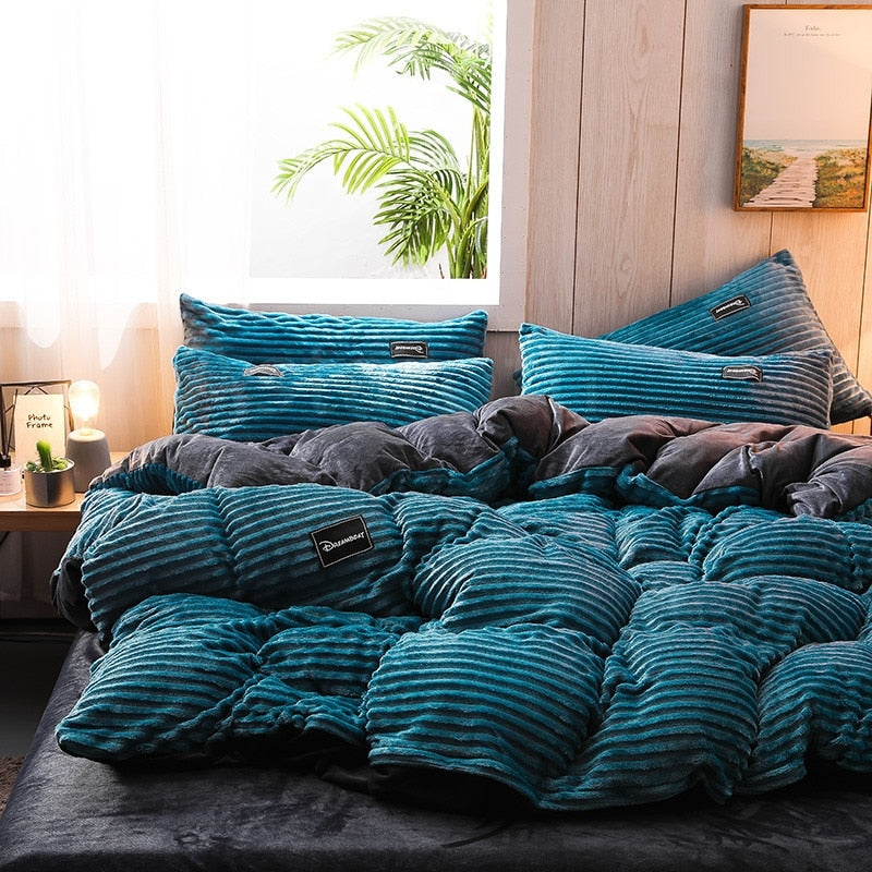 Magic Winter Warm Velvet Quilt Duvet Cover Bedding Set