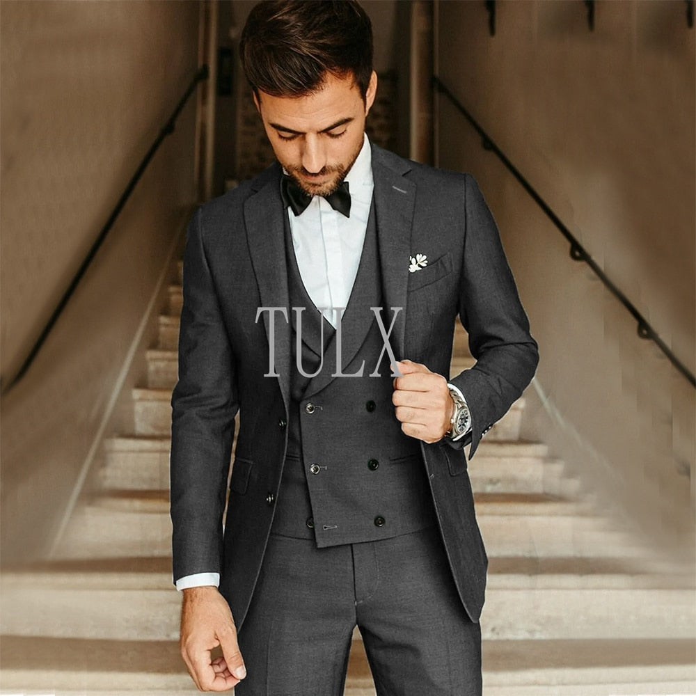 Slim Fit Tuxedo 3 Piece Set (blazer + Vest + Pants)