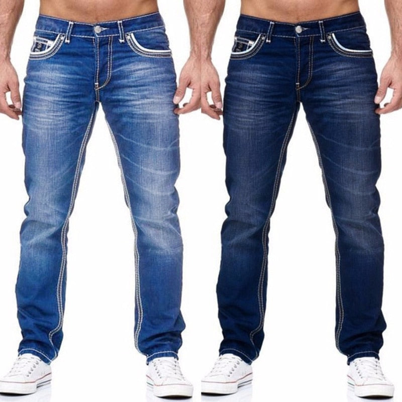 Straight and Pockets Stretch Denim Pants for Men - Jeans