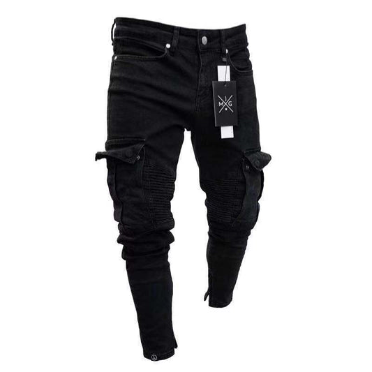 Skinny Slim Ripped Long Denim Trousers for Men- Jeans