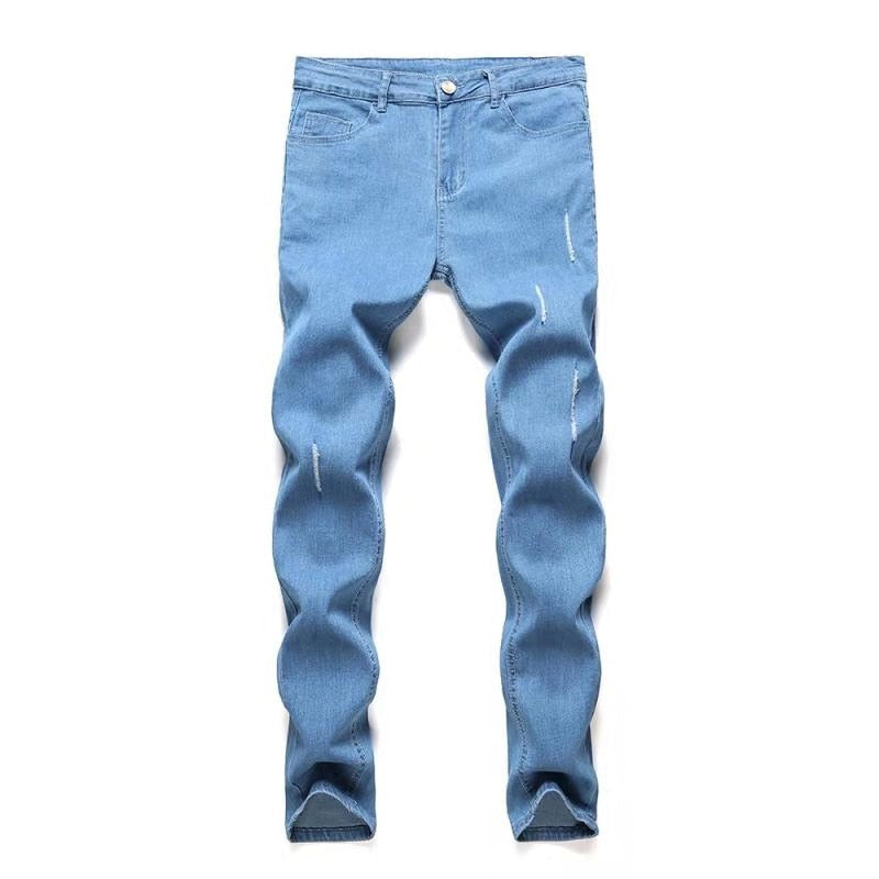 Popular Slim hip hop Skinny Blue Denim pants-Jeans