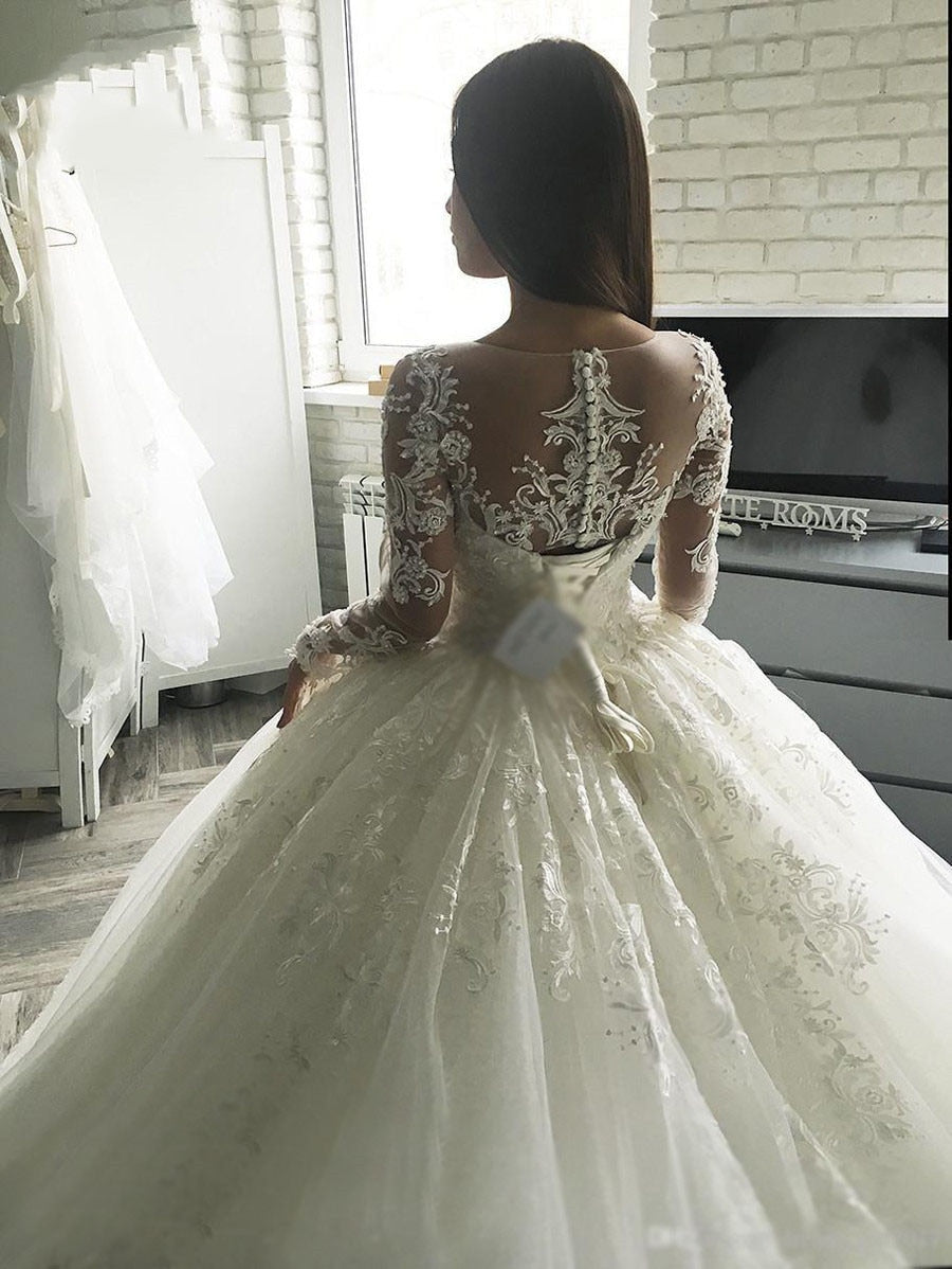 Luxury Long Sleeves Lace Wedding Dress